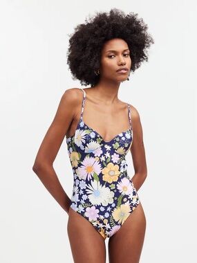AGUA BENDITA Petra La Boheme Open Back Floral One-Piece Swimsuit NWT Size Large